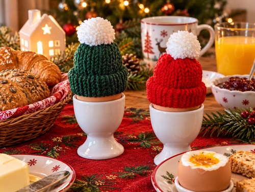 E41 eierwärmer gestrickt - eierwärmer, rot