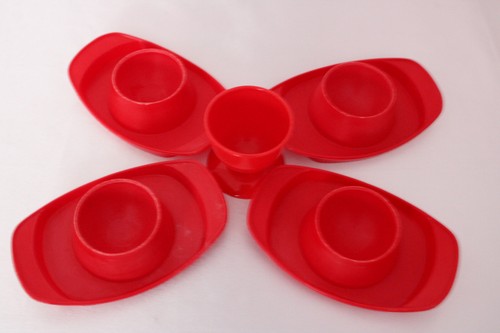 Vintage eierbecher rot - eierbecher,